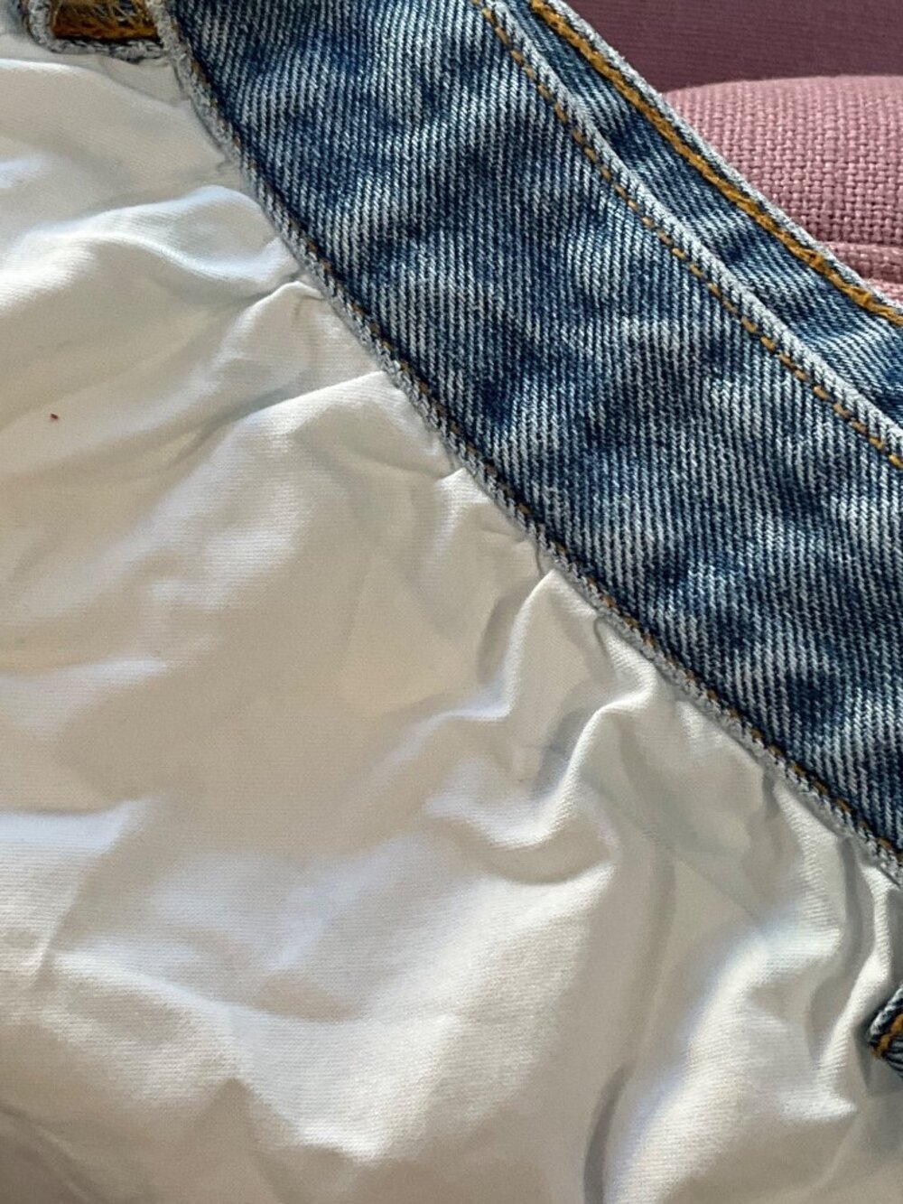 Alexander Wang Denim Waistband Shorts in Oxford Blue White 2 Womens - Picture 9 of 11